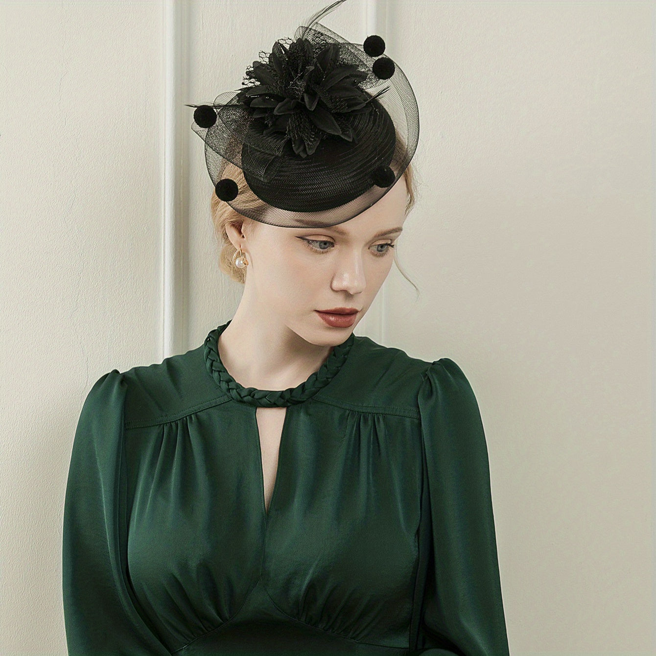 Women Flower Hair Clip Faux Feather Head Piece Party Wedding Hat Accessories