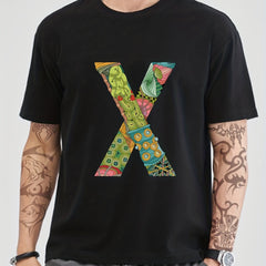 X Print Men's Graphic Crew Neck T-shirt for Summer Casual Comfy Tee