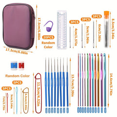 63pc Ergonomic Crochet Set for Beginners with 19 Sizes and 44 Accessories