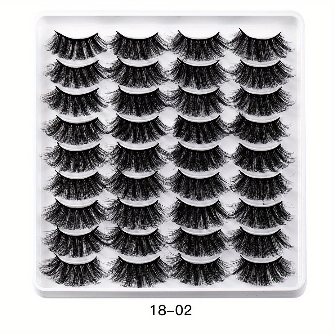 18 Pairs Faux Mink Thick Eyelashes for Simulated Grafting