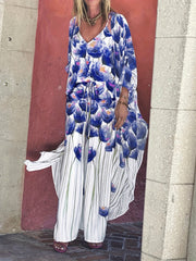 Floral Swimsuit Set with Sheer Cover Up Shirt & Trouser