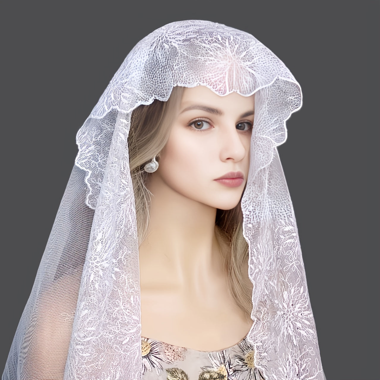 Lace Mantilla Veil Mesh Head Covering for Wedding Bridal