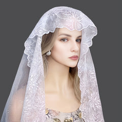 Lace Mantilla Veil Mesh Head Covering for Wedding Bridal