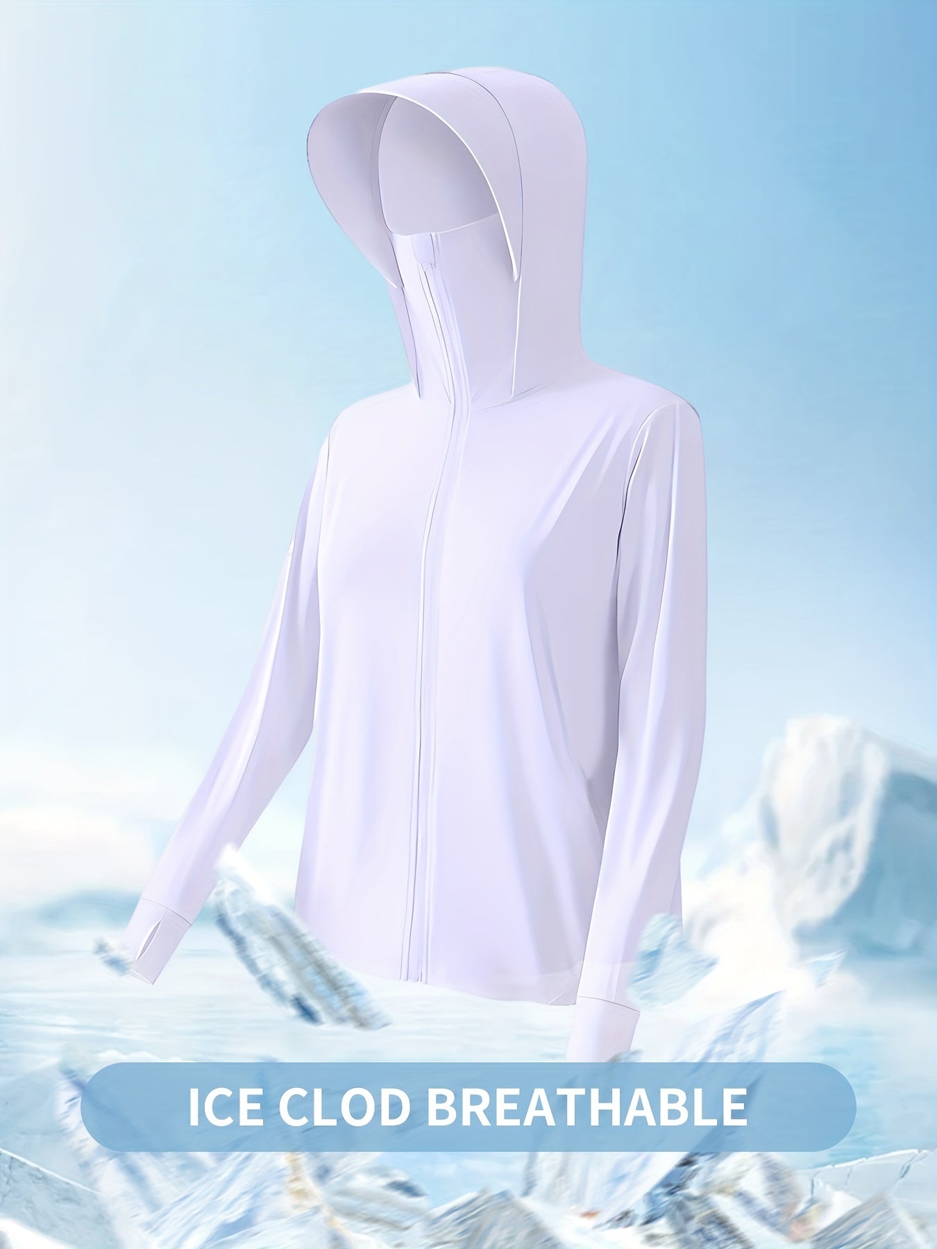 Hoodie Ponytail Hole Zip Up Long Sleeve Sun Protection Clothing
