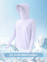 Hoodie Ponytail Hole Zip Up Long Sleeve Sun Protection Clothing