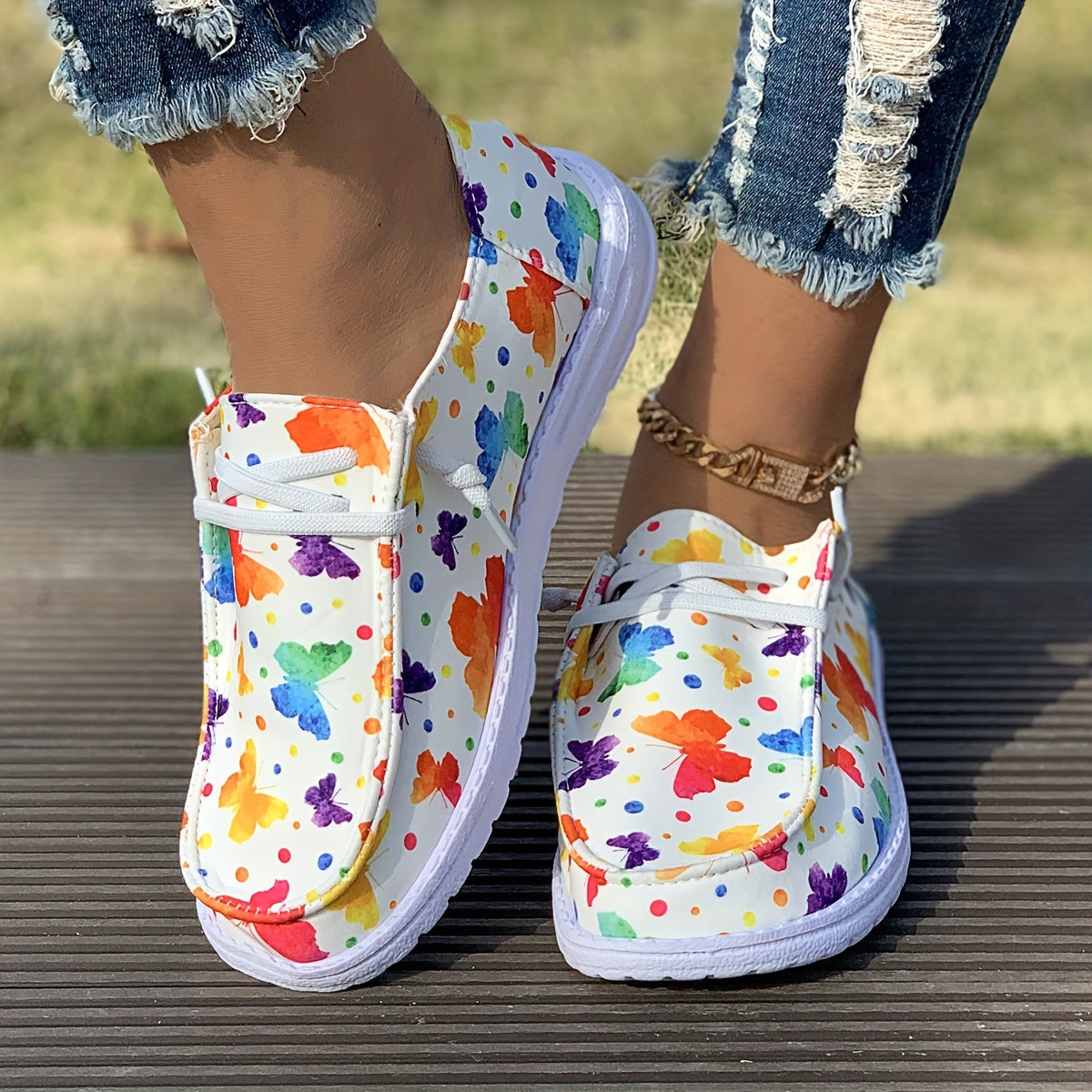 Women's Butterfly & Polka Dot Outdoor Skate Shoes