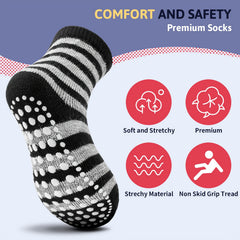 Kids Non Slip Striped Crew Socks, 5 Pairs