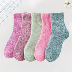 5 Pairs Solid Mid Tube Socks Women's Stockings