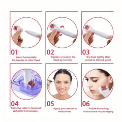 Derma Roller Kit for Face and Body - 3 Heads, Storage Case, Disinfection Tank
