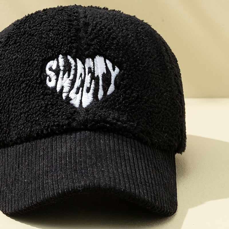 Embroidered Plush Baseball Cap Casual Hat For Women Men