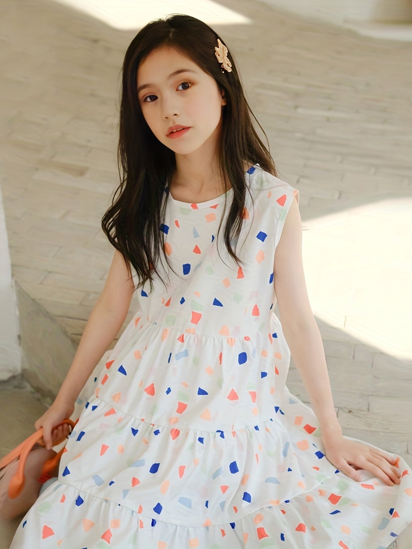Girl's Geometry Pattern Princess Dress