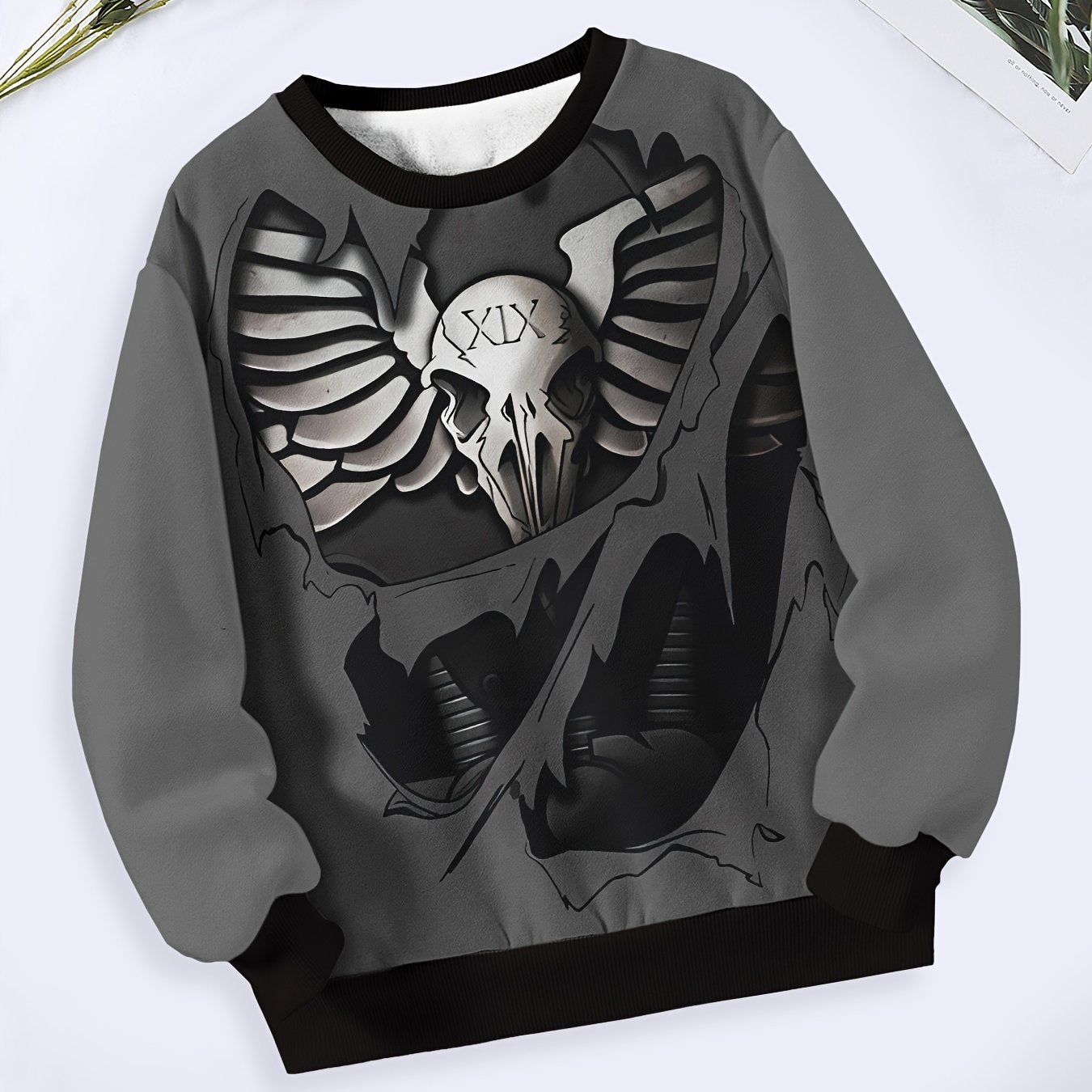 Skull Graphic Long Sleeve Sweatshirt Comfy Pullover Tops