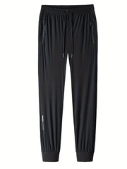 Quick Dry Zipper Pockets Joggers Men's Casual Stretch Nylon Pants Gym Workout