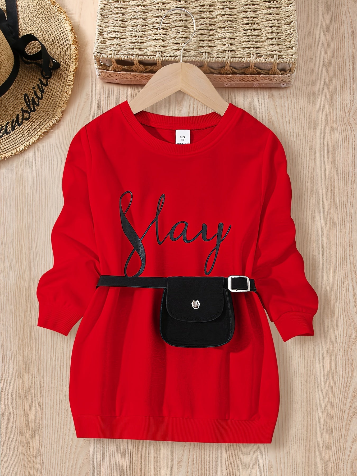 Girls Letter Print Crew Neck Sweatshirt