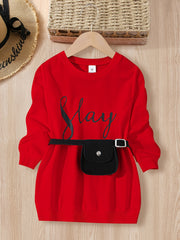 Girls Letter Print Crew Neck Sweatshirt