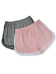 2 Pack Plus Size Pajama Shorts Set Women's Elastic Waist Dolphin Shorts