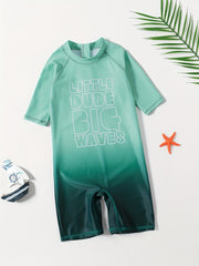 Boys Green Gradient Onesies Swimsuit