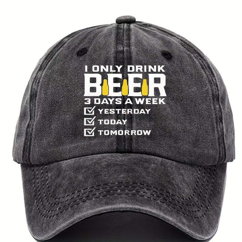 Retro Washed Letter Printed Baseball Cap Adjustable Sun Protection Peaked Cap
