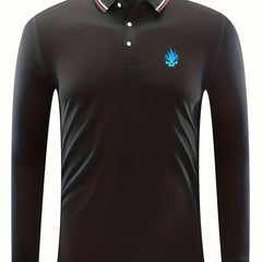 Skull Print Men's Lapel Polo Shirt Casual Button Up Long Sleeve Top