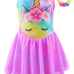 Girls Unicorn Sleeveless Dancing Suit Gymnastics Ballet Leotard