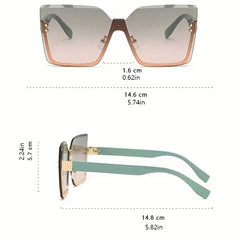 Women's Semi Rimless Oversized Sunglasses UV400 Gradient Shades with Case