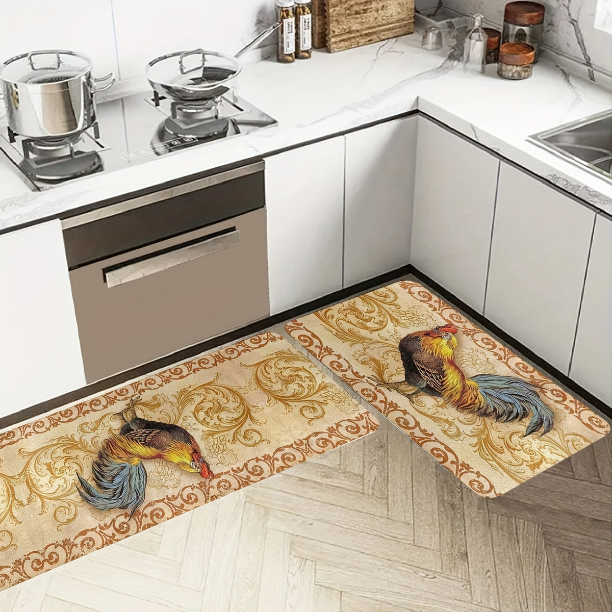 Farm Chicken Floor Mat Absorbent Kitchen Rug Anti-slip Carpet Home Decor