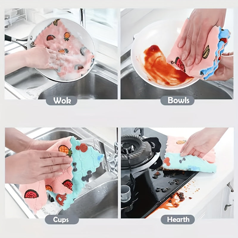 10pcs Printed Rags Scouring Cloth Cleaning Cloths