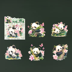 10 Sheets Sparkling Panda Sticker Pack Baby Series Light Journal Decoration