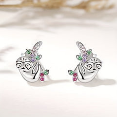 Sterling Silver Sloth Stud Earrings Kids Jewelry