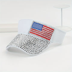 Rhinestone Visor Hat Flag Patch Sun Hat Baseball Cap