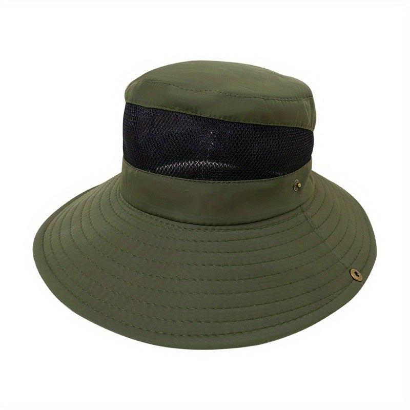 Big Brim Sun Protection Fishing Hat for Men Foldable Breathable Mesh Bucket Hat