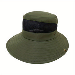 Big Brim Sun Protection Fishing Hat for Men Foldable Breathable Mesh Bucket Hat