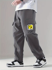 Print Drawstring Cargo Pants Men's Casual Outdoor Trousers