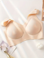 Solid Wireless Push Up Anti Sagging Bra