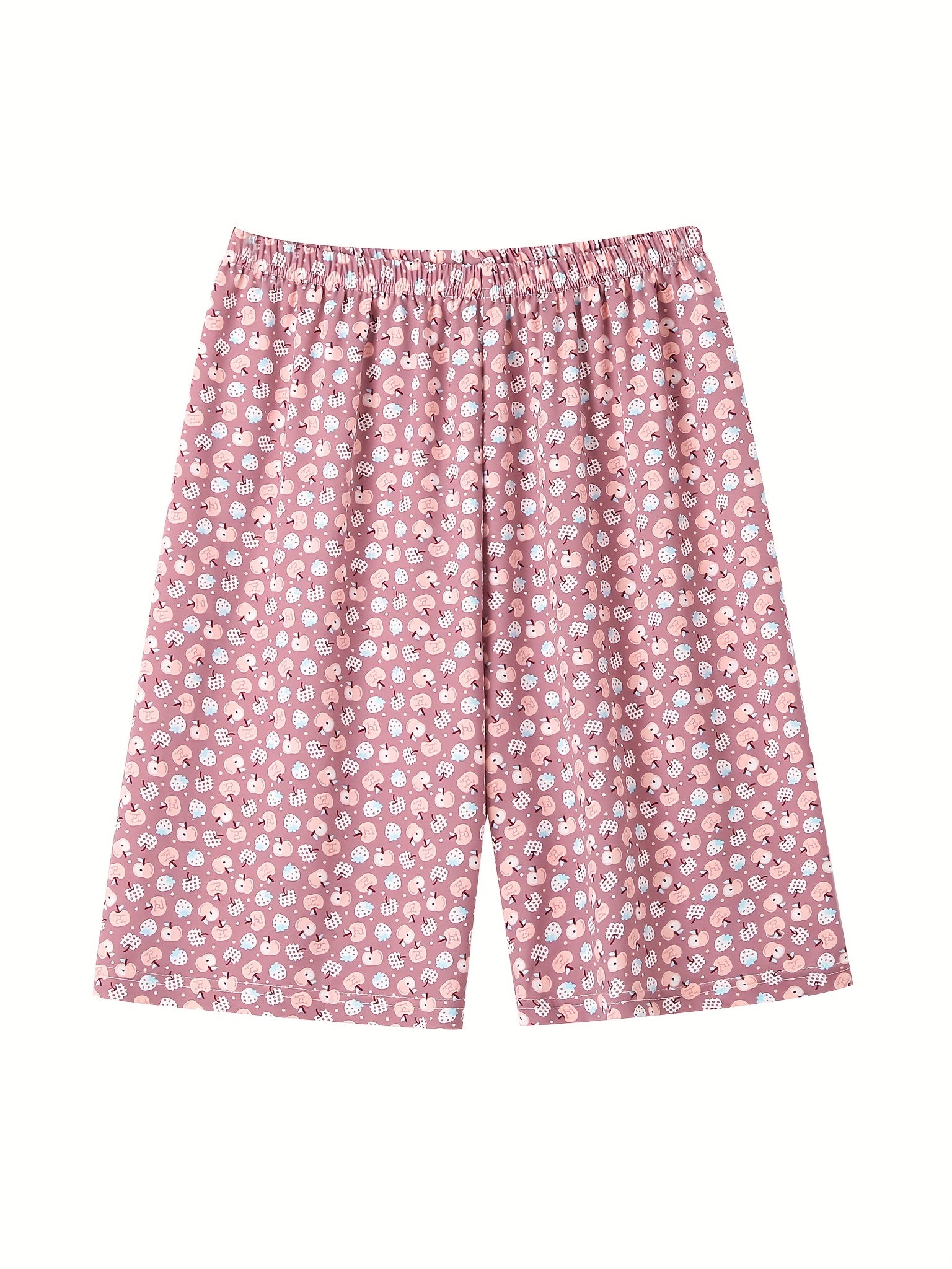 2 Pack Boho Sleepwear Set Women's Plus Floral & Fruit Print Shorts