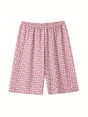 2 Pack Boho Sleepwear Set Women's Plus Floral & Fruit Print Shorts