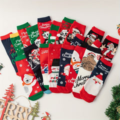 3 Pairs Girls Kids Christmas Socks Cartoon Pattern Crew Socks Children s Socks
