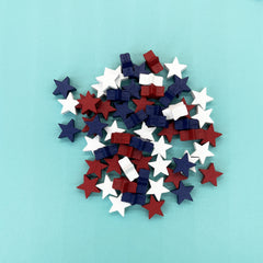 Mini Wood Stars Decorations Vase Filler Bowl Fillers Red Stars for 4th of July