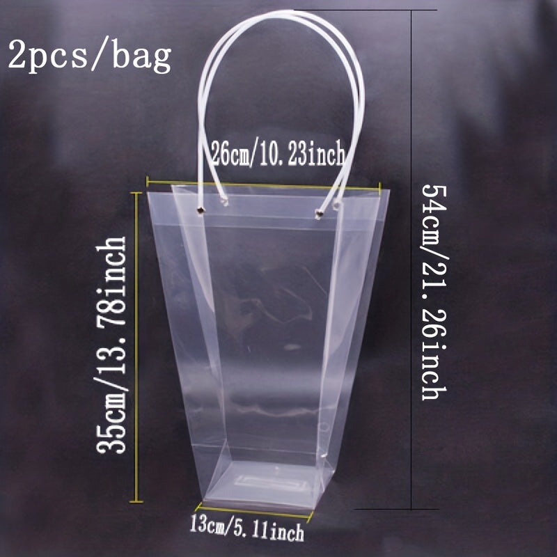 2pcs Transparent Trapezoidal Flower Net Red Handbag Bouquet Plastic Handbag