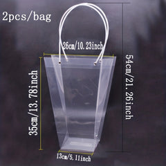 2pcs Transparent Trapezoidal Flower Net Red Handbag Bouquet Plastic Handbag