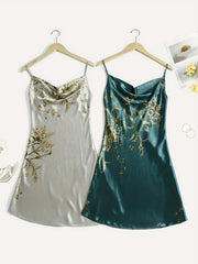 Floral Print Nightdress V Neck Spaghetti Strap Sleepwear & Dresses
