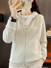 Hooded Jacket Plush Lined Sports Coat Women's Activewear