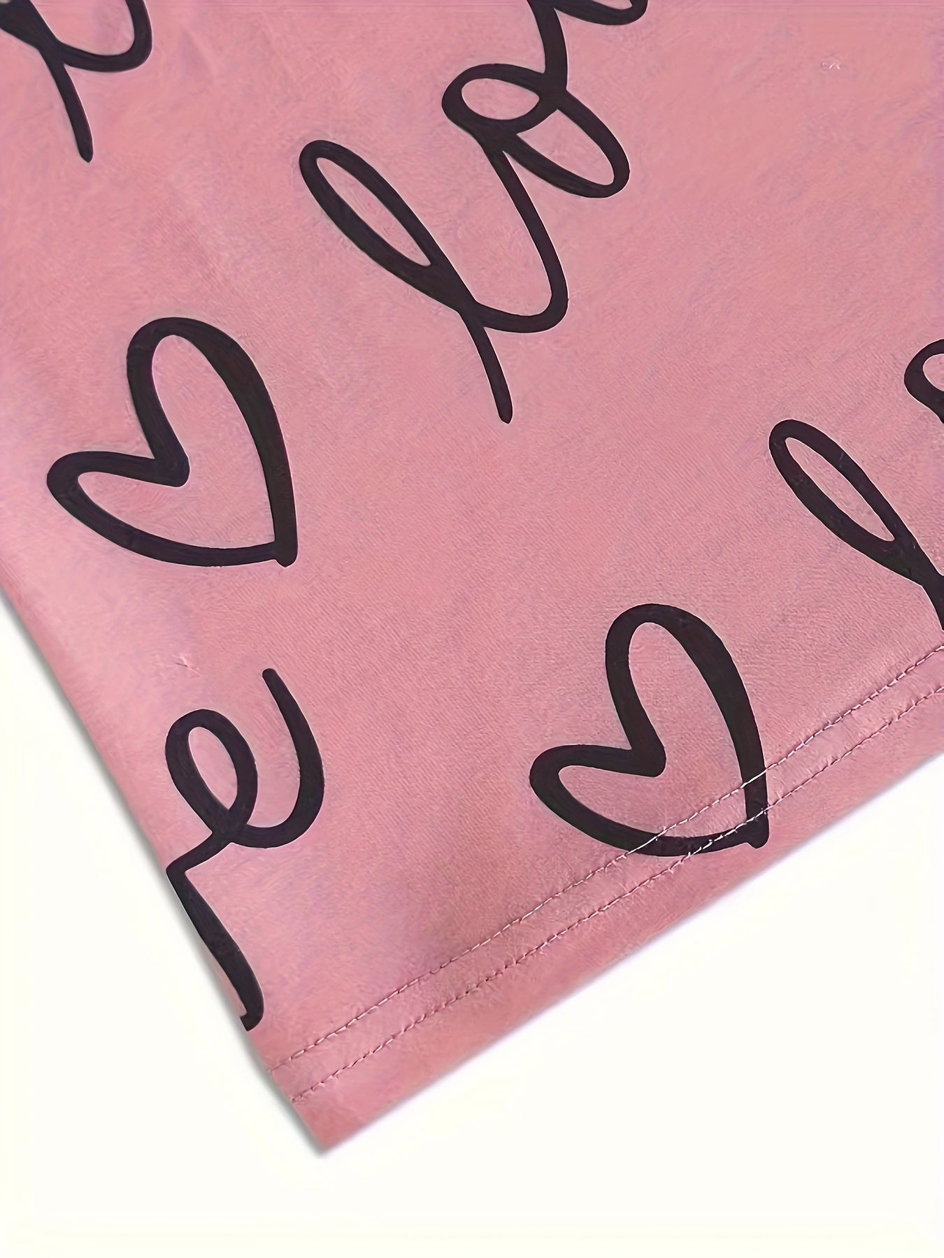 Pajama Set Women's Heart & Letter Print Tee & Pants 2 Piece