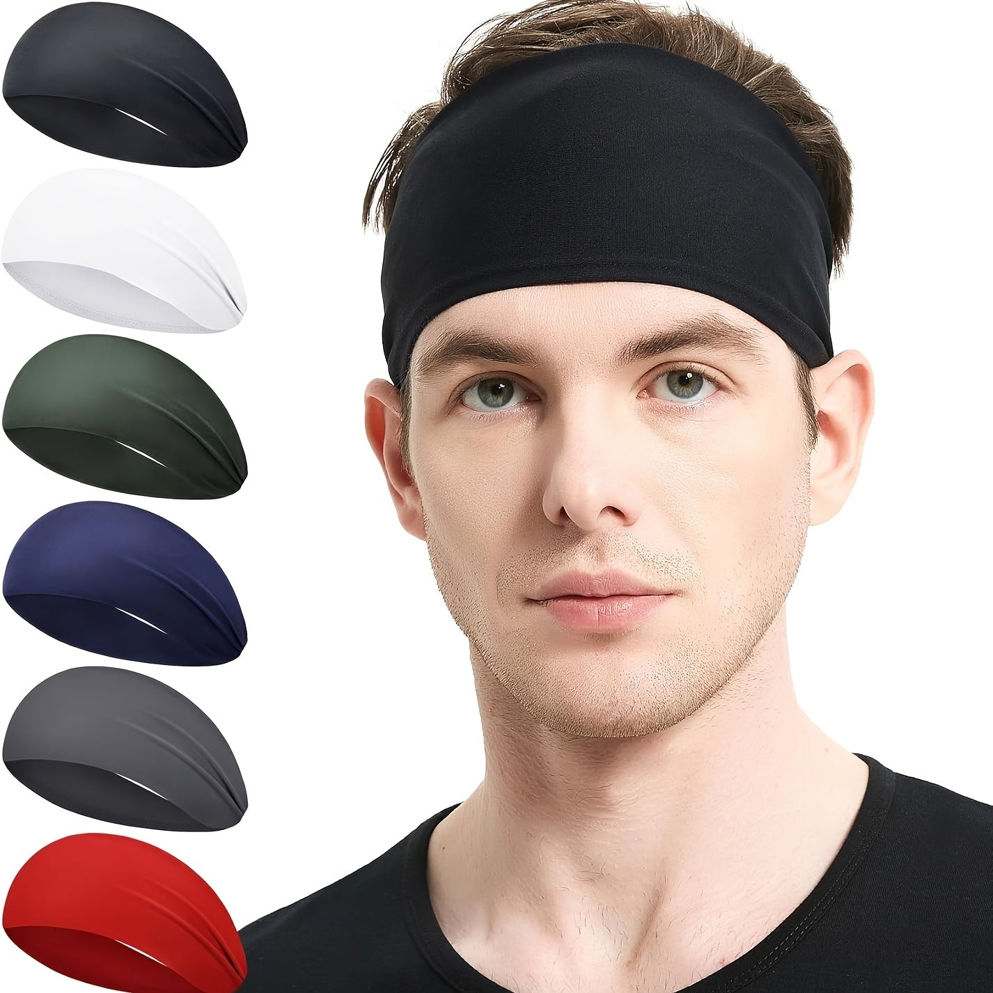 6pcs Sports Hair Bands Men's Yoga Headband Sweat Absorbing Band