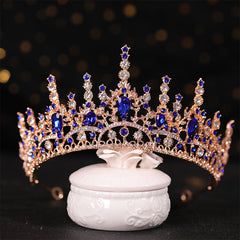 Baroque Crystal Golden Metal Bridal Crown
