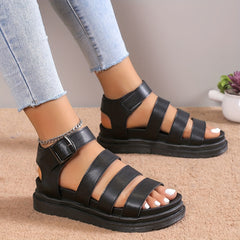 Women's Platform Roman Sandals Ankle Buckle Strap Shoes