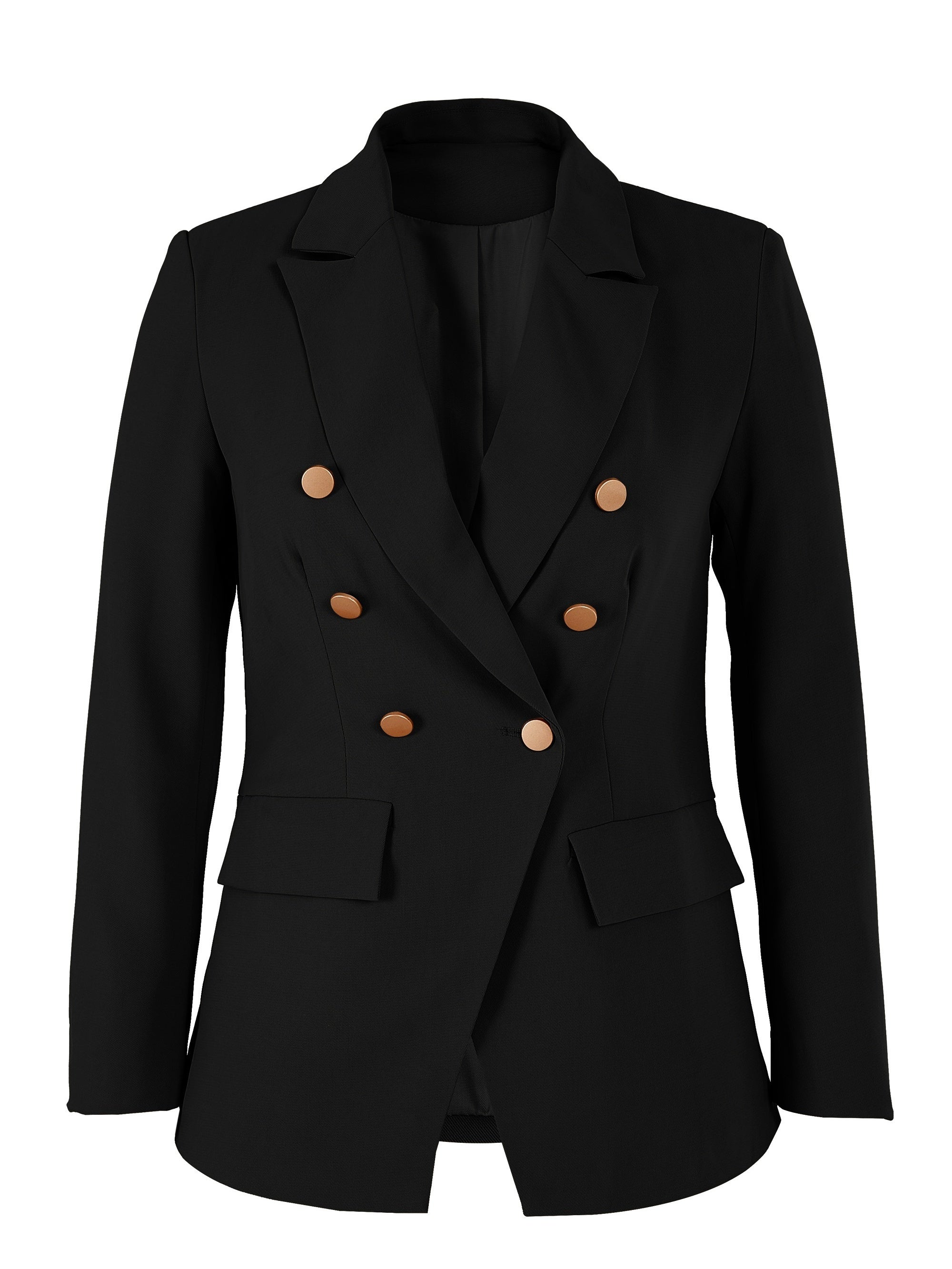 Women's Slim Fit Double Breasted Blazer Solid Button Coat