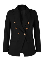Women's Slim Fit Double Breasted Blazer Solid Button Coat