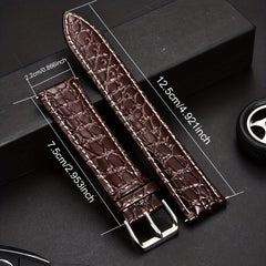 Crocodile Textured Leather Pin Buckle Strap 16-24mm