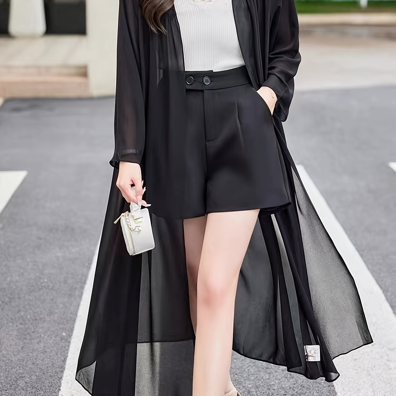 Chiffon Cover Up Cardigan Long Sleeve Sheer Beach Cover Up
